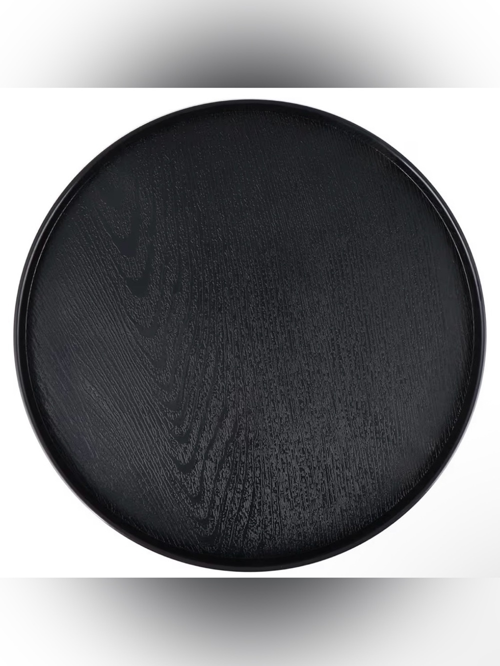 13” Plastic Round Black Wood Look Serving Tray
